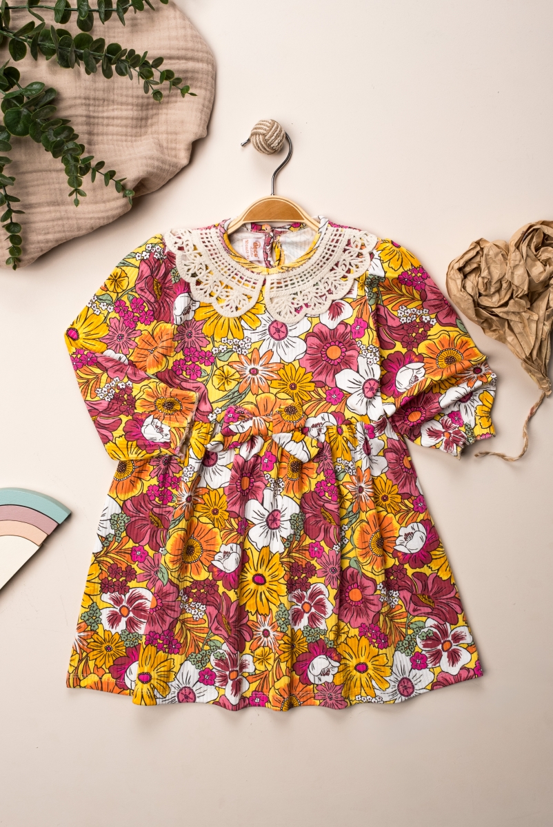 DECO M25 2-5 YAŞ ÇİÇEK BSK YAKALI KIZ ELB 4LÜ