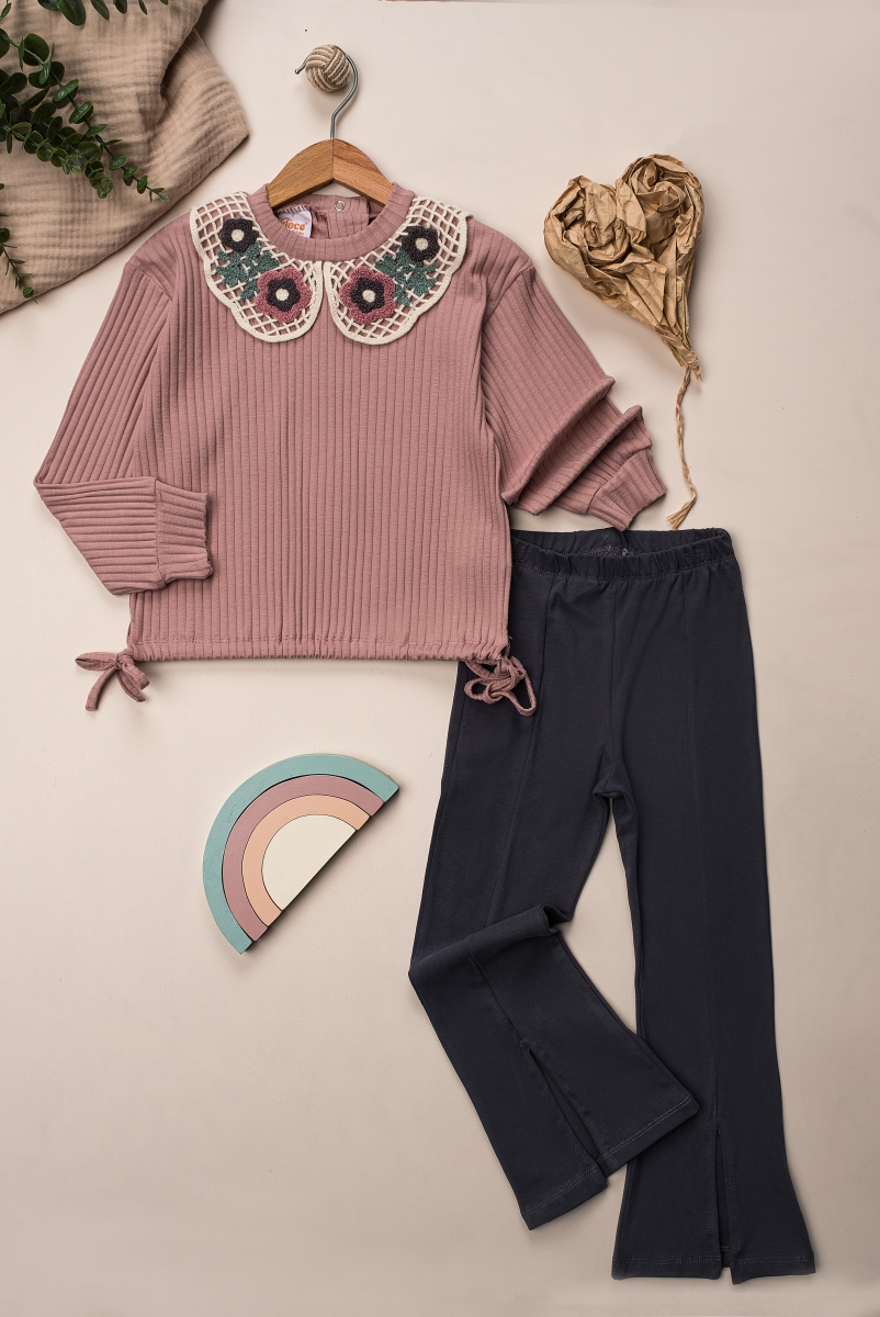 DECO M25 3-9 YAŞ YAKA NAKIŞLI KIZ TKM 5Lİ